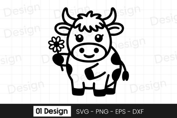 Cute Baby Cow with Flower Cartoon SVG Review