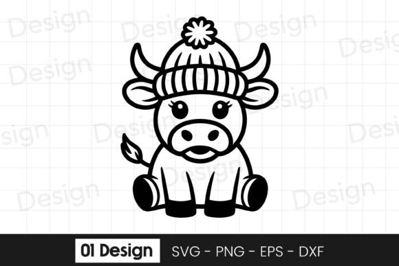 Cute Baby Cow with Winter Hat SVG PNG Review
