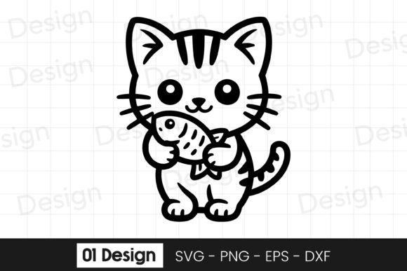 Cute Kitten Holding Cookie Outline SVG Review