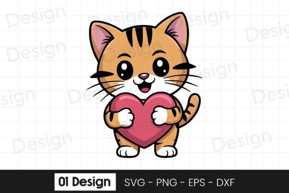 Cute Kitten Holding Heart Cartoon SVG Review