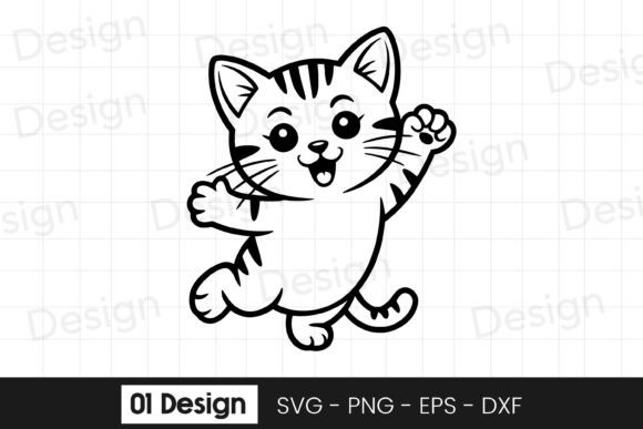 Cute Kitten Waving Cartoon Design SVG: A Designer's Review